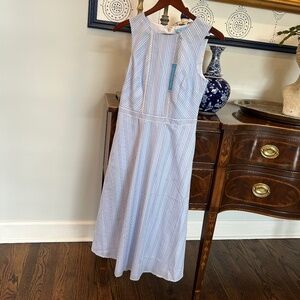 Draper James NWT Embroidered Stripe Tiered Dress Draper Blue